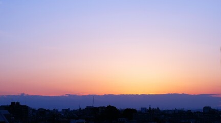 sunset over the city ,Tokyo, Japan