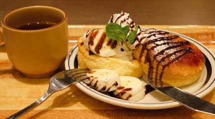 pancake with cream and chocolate