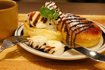 pancake with cream and chocolate