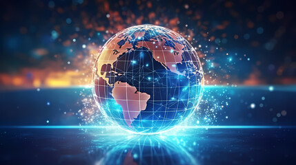 Obraz premium Global network connections background, world map, global business concept