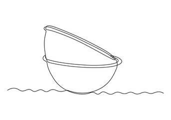 Simple food bowl continuous one line drawing. Kitchen tools concept vector illustration.