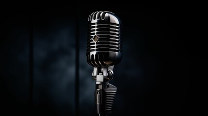 Microphone on a dark background.