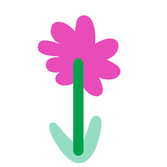 flower in flat style in vector. template for greeting card design sticker poster