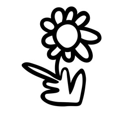 flowers and plants in doodle style in vector. template for greeting card design sticker poster