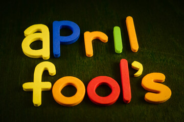 April fools text on black background 