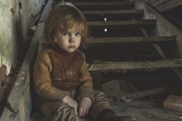 abandoned child in orphanage concept,psychological trauma