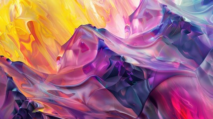 A visual journey through waves of psychedelic pink and yellow hues in a dreamlike abstract art piece.