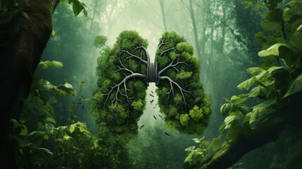 Green lung filled by the forest trees for healthy envi