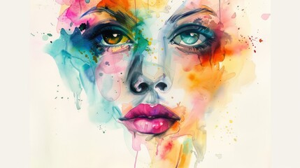 abstract woman face. watercolor illustration 