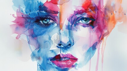 abstract woman face. watercolor illustration