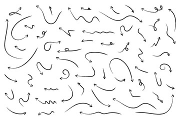 Black arrows set pointer cursor, arrow silhouette icons, vector element isolate on white.