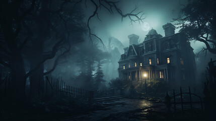 Haunted Mansion Spooky Manor Shrouded in Fog ..