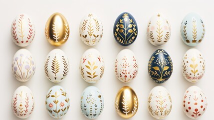 gold and pastel colorful easter egg, ai