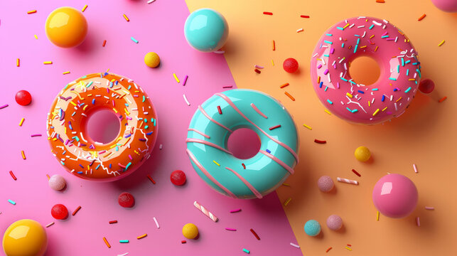 donuts on a colorful background