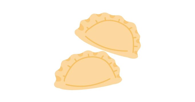 animation mandu dumpling korean food illustration