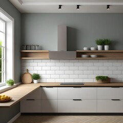 Fototapeta na wymiar Kitchen interior. modern real estate, kitchen mock up