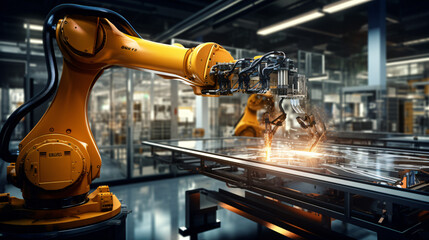 Industrial robot works automatically in smart autonomos