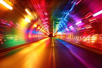 Neon glowing colored tunnel background abstract