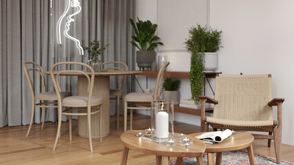 style, rest, sunlight, wall, carpet, home, room, living, sofa, white, interior, cozy, armchair, apartment, plant, table, contemporary, design, decor, decoration, lamp, house, nobody, indoor, scandinav