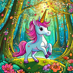 Obraz na płótnie Canvas unicorn in the forest
