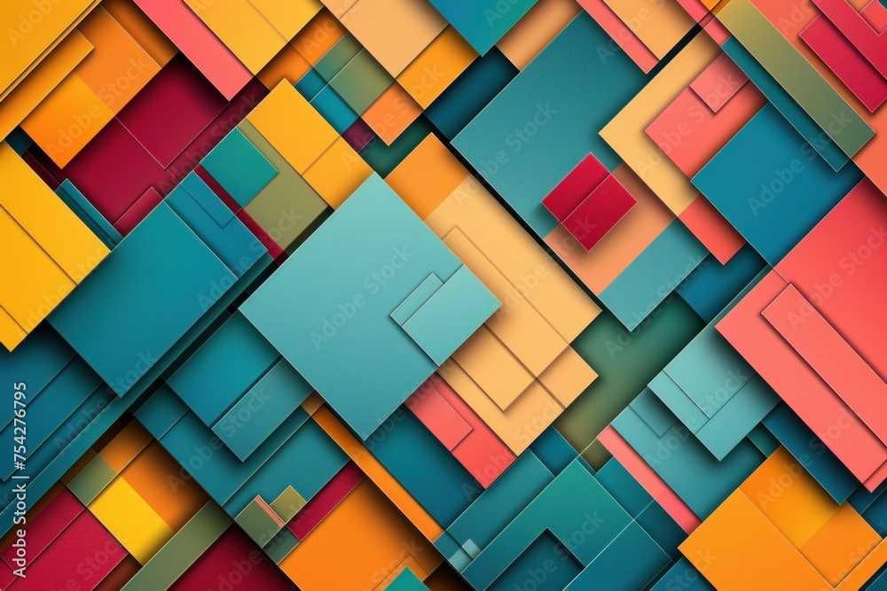 Wall mural multicolored geometric shapes overlapping background