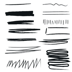 Obraz premium Set of paint brush stroke, artistic design elements. Vector isolated elements set.