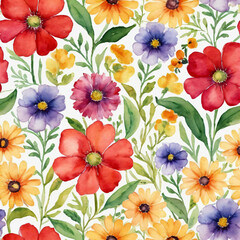 Obraz premium Meadow flowers watercolor illustration