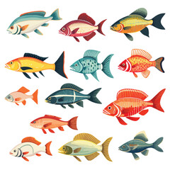 A collection of different types of fish. vector clipart