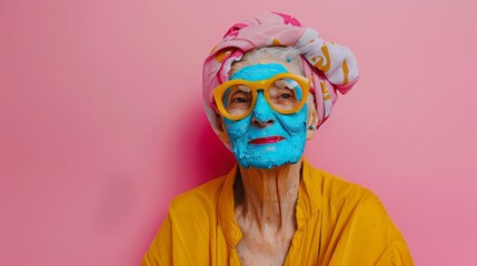 cosmetic mask on woman's face.