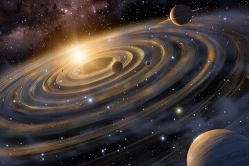 Fototapeta na wymiar Space abstract background with planets