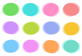 楕円フレームセット　素材　カラフル　見出し　丸　飾り枠　あしらい　 タイトル　ラベル　シンプル　抽象的