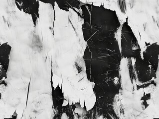 Monochrome abstract painting with dynamic black strokes on a white background, suitable for creative backgrounds.