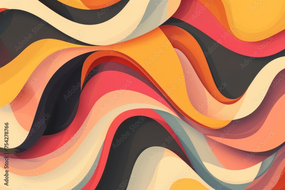 Wall mural retro-inspired shapes and colors in motion design background