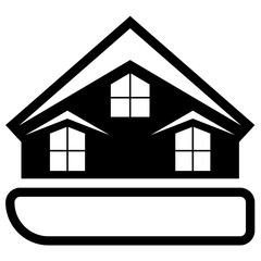 Illustration of real estate logo lines, Scandinavian modern and minimalist house complex