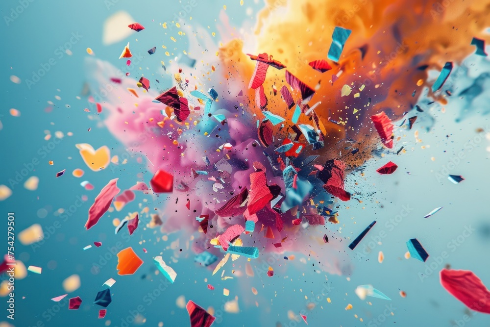 Wall mural dynamic explosion of colors and shapes background