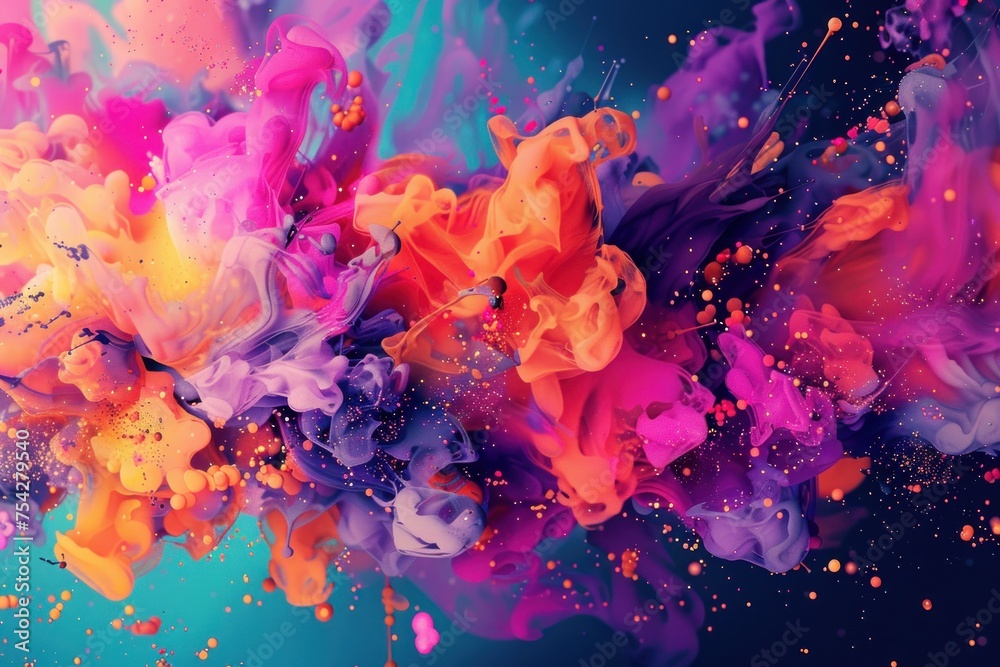 Wall mural dynamic explosion of colors and shapes background
