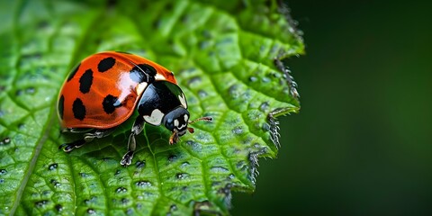 Fototapeta premium Ladybug captured in clos. Concept The topic provided seems incomplete, Can you please provide more details or clarify the topic for the description?