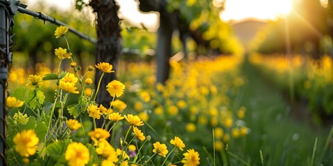 The picturesque vineyard blossoms in the spring. Concept Outdoor Photoshoot, Nature Photography,...