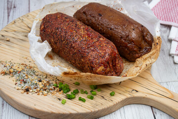 Seitan vegan Ham and peperoni,  plant based.