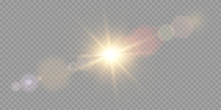 Vector transparent sunlight special lens flare light effect. PNG