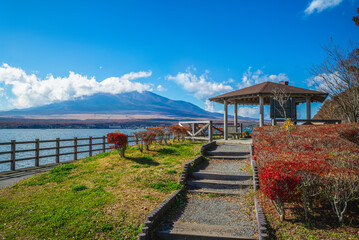 Scenery of Mount Fuji and Lake  Yamanaka in Yamanashi, japan - 754284764