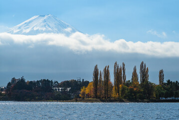 Scenery of Mount Fuji and Lake Kawaguchi in Yamanashi, japan - 754284775