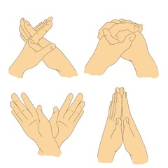 UntitleIllustration of fingers in different positions, manual praxis, massage, finger gymnastics on a white background