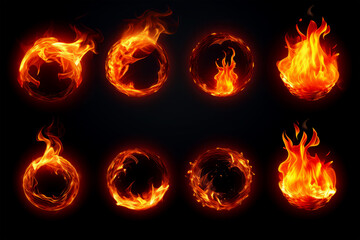 Fototapeta premium circle fire on background.