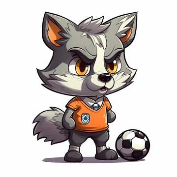 Cute little wolf as the mascot of a children's football team.