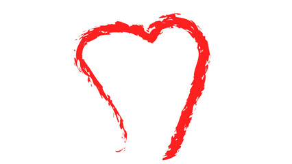 Red love heart made of rough  strokes isolated over white background for Valentine s Day, wedding or other purpose. Hand drawing heart. Magenta ink drawing objects. vector illustration