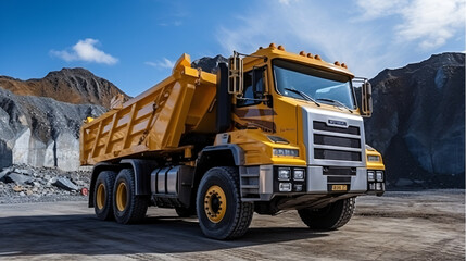 Large mining dump truck at the construction site