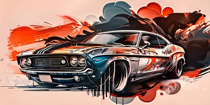 animation of a muscle car