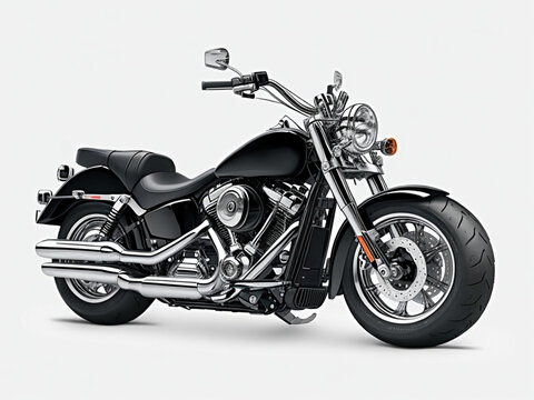 Black motorcycle isolated on white background