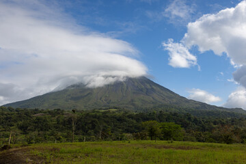 Arenal volcano hidden in the clouds, Costa Rica